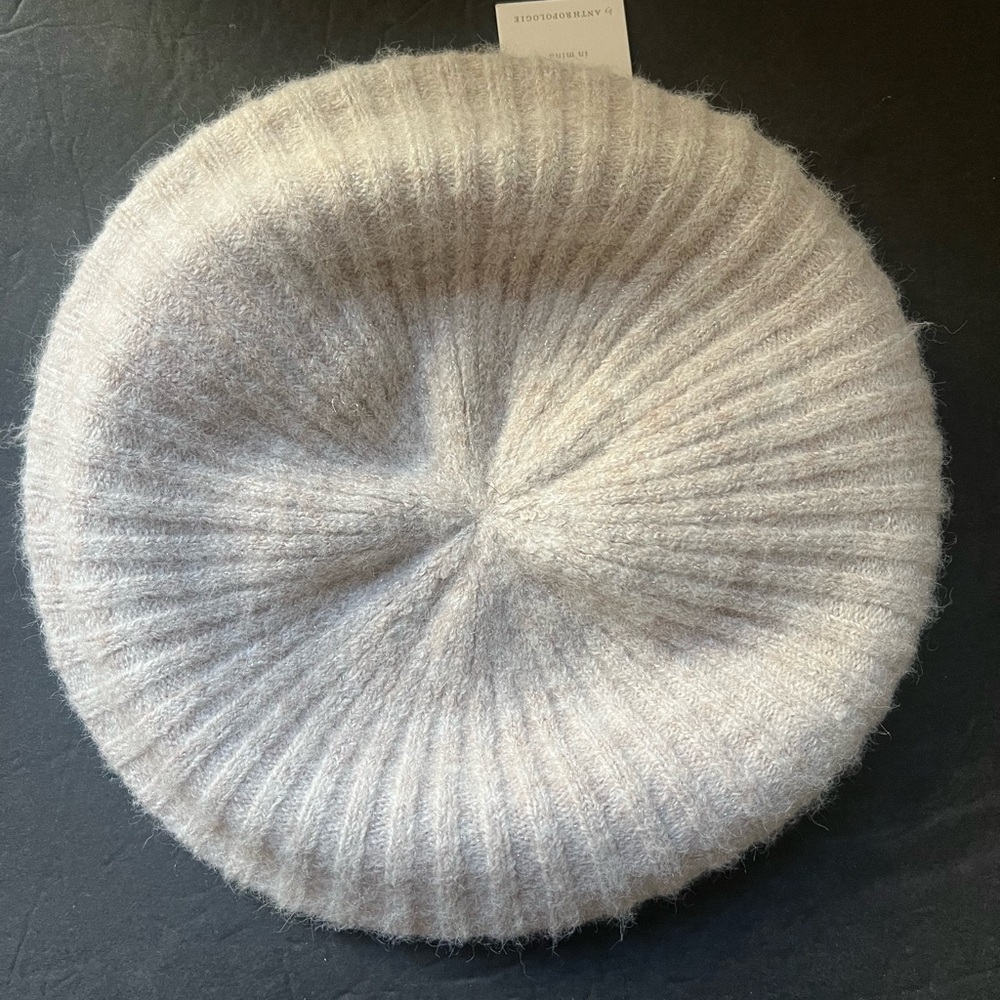 NWT Anthropologie Crème Shimmer Beret, O/S